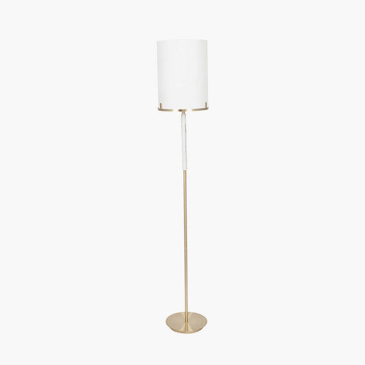 Midland Champagne Gold Metal and Marble Effect Floor Lamp