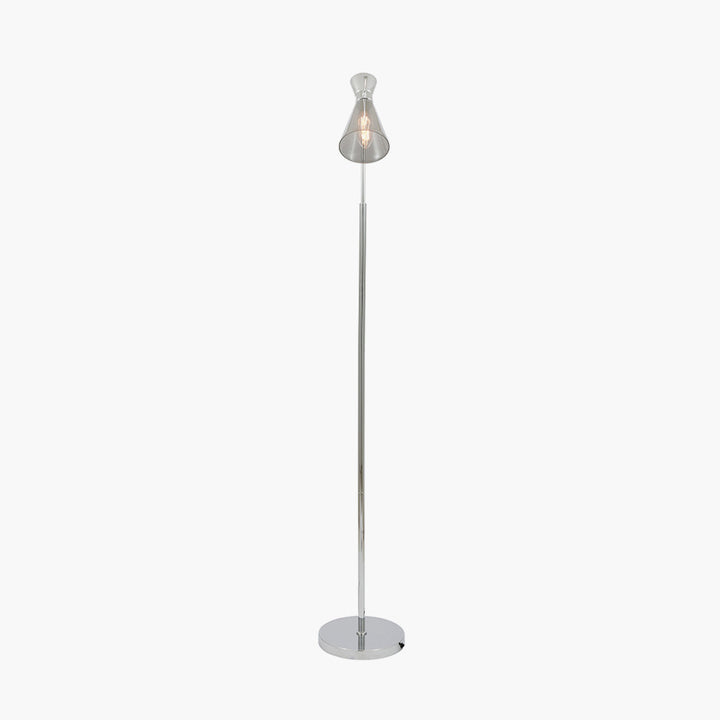 Monroe Smoke Waisted Glass and Silver Metal Floor Lamp