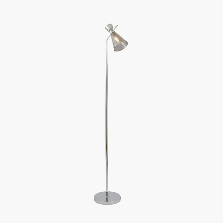 Monroe Smoke Waisted Glass and Silver Metal Floor Lamp