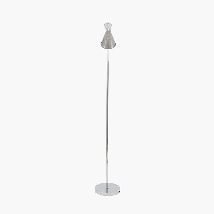 Monroe Smoke Waisted Glass and Silver Metal Floor Lamp