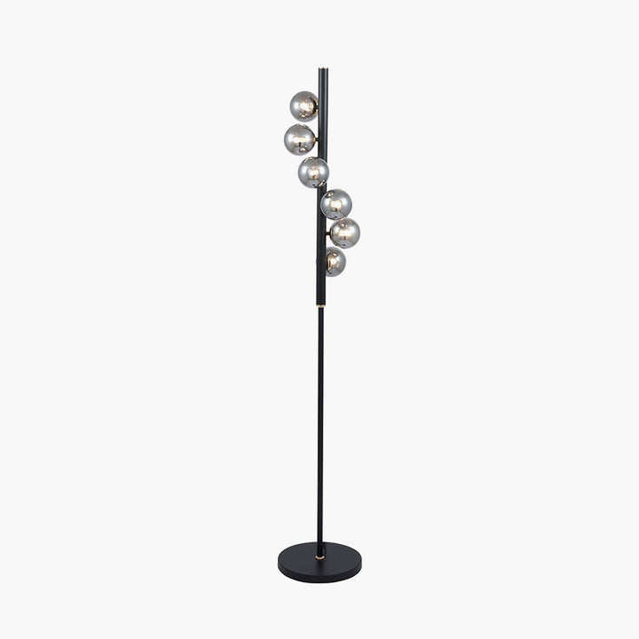 Blair Smoke Glass Ball and Black Metal Floor Lamp