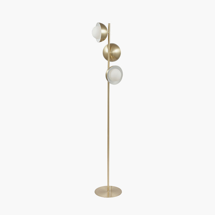 Estelle Brushed Brass Metal and White Orb Dome Floor Lamp