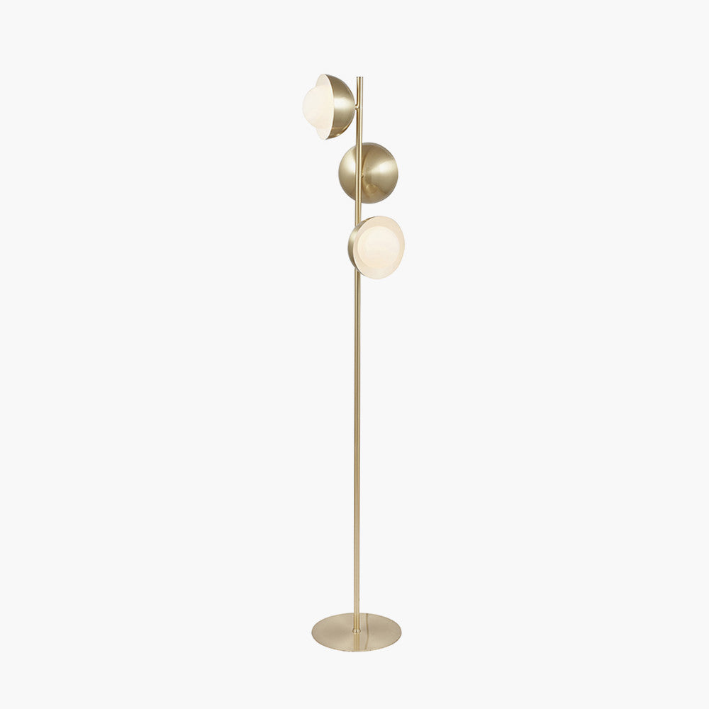 Estelle Brushed Brass Metal and White Orb Dome Floor Lamp