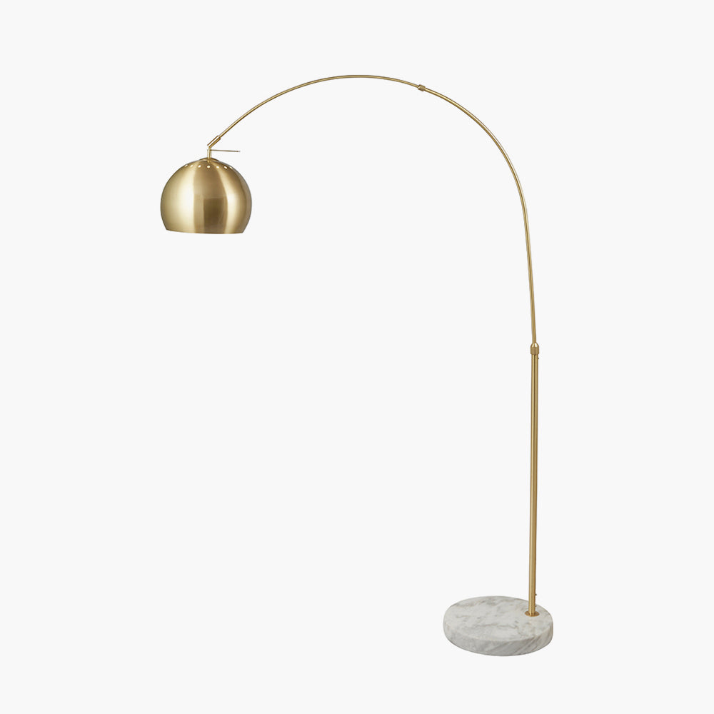 Feliciani Brushed Brass Metal and White Marble Floor Lamp