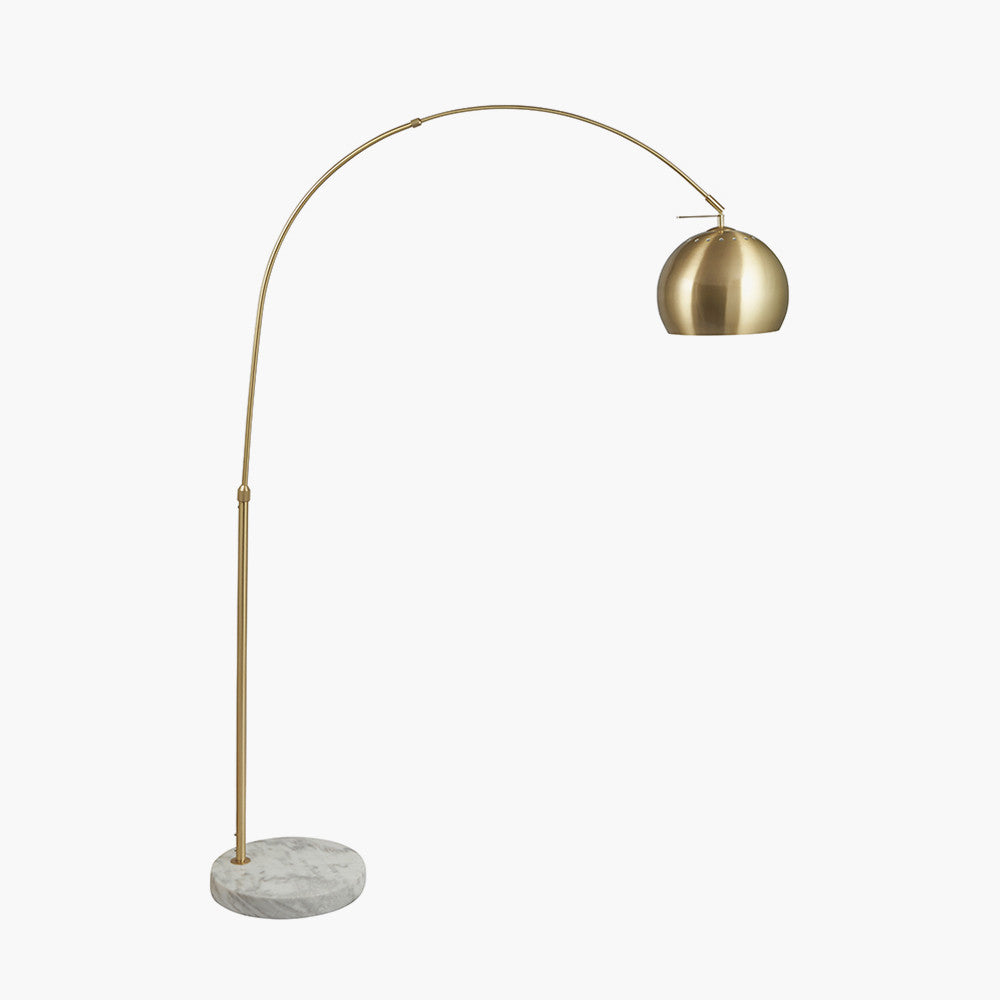 Feliciani Brushed Brass Metal and White Marble Floor Lamp