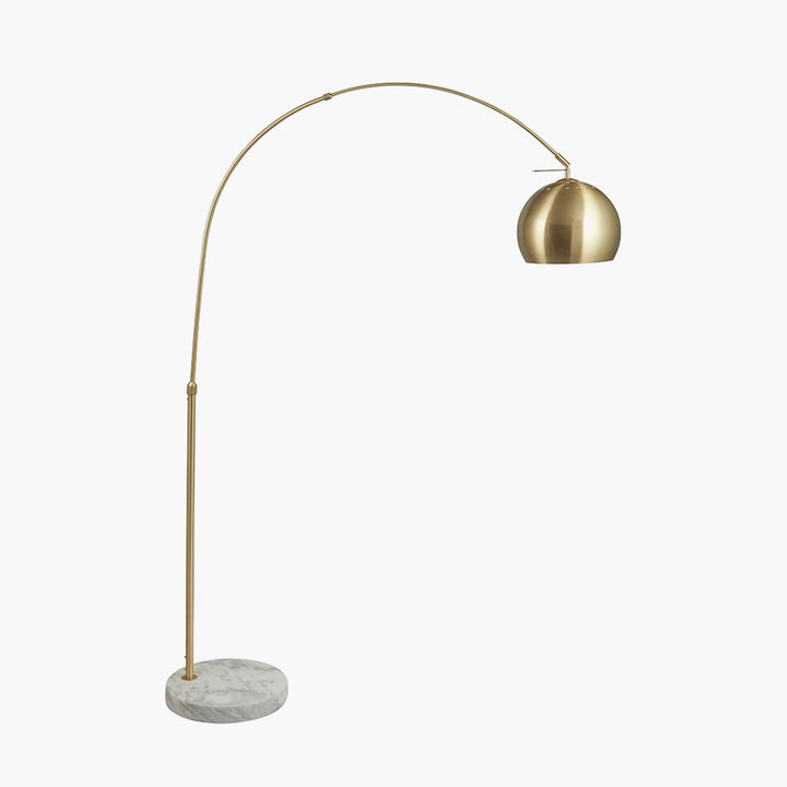 Feliciani Brushed Brass Metal and White Marble Floor Lamp