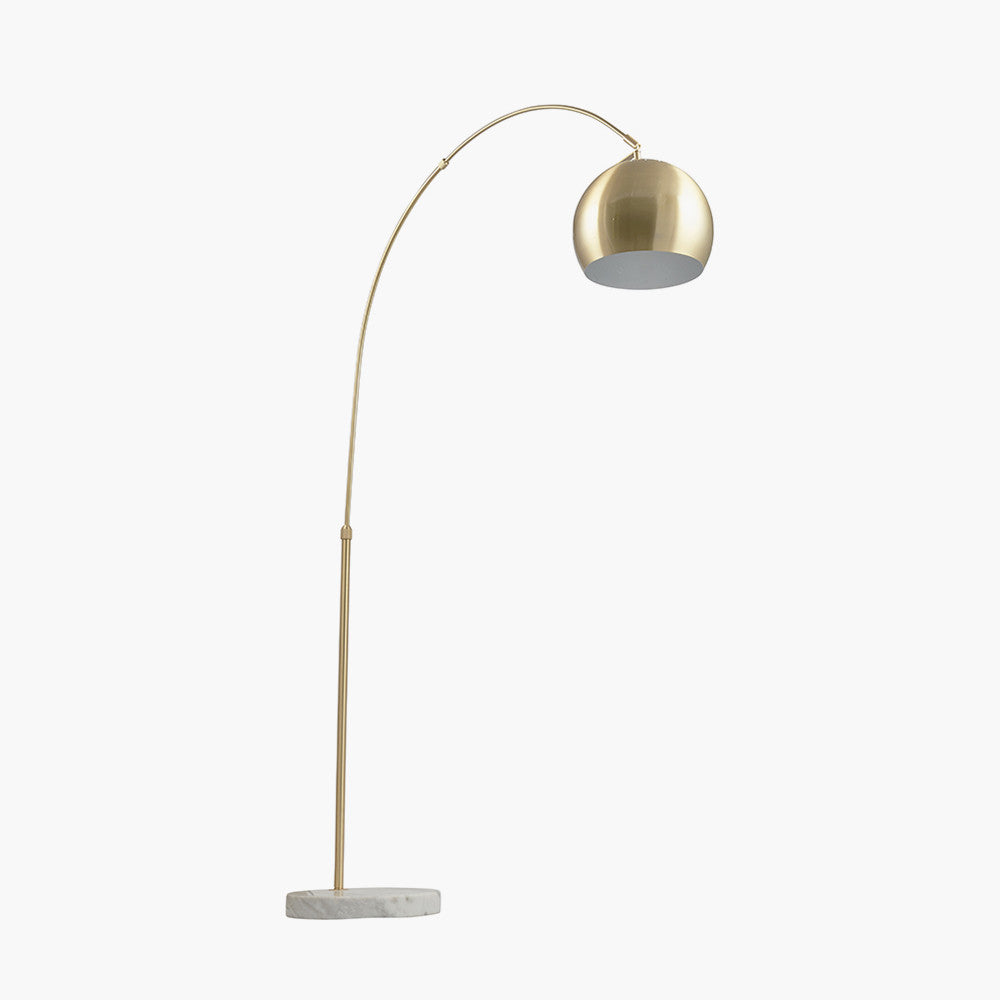 Feliciani Brushed Brass Metal and White Marble Floor Lamp