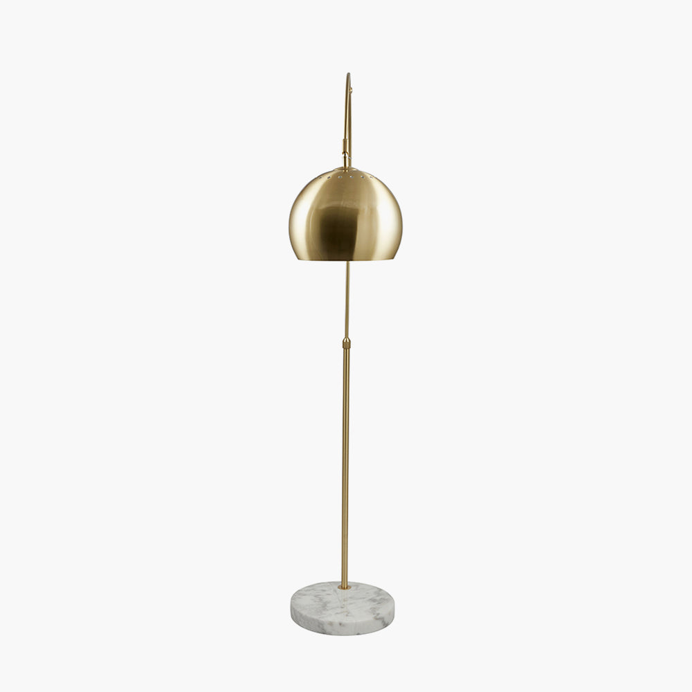 Feliciani Brushed Brass Metal and White Marble Floor Lamp