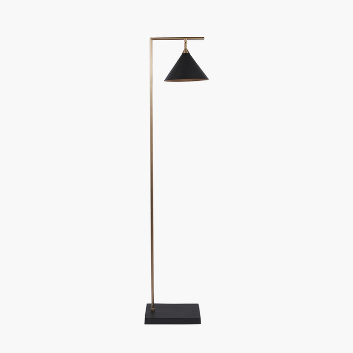 Zeta Matt Black and Antique Brass Floor Lamp