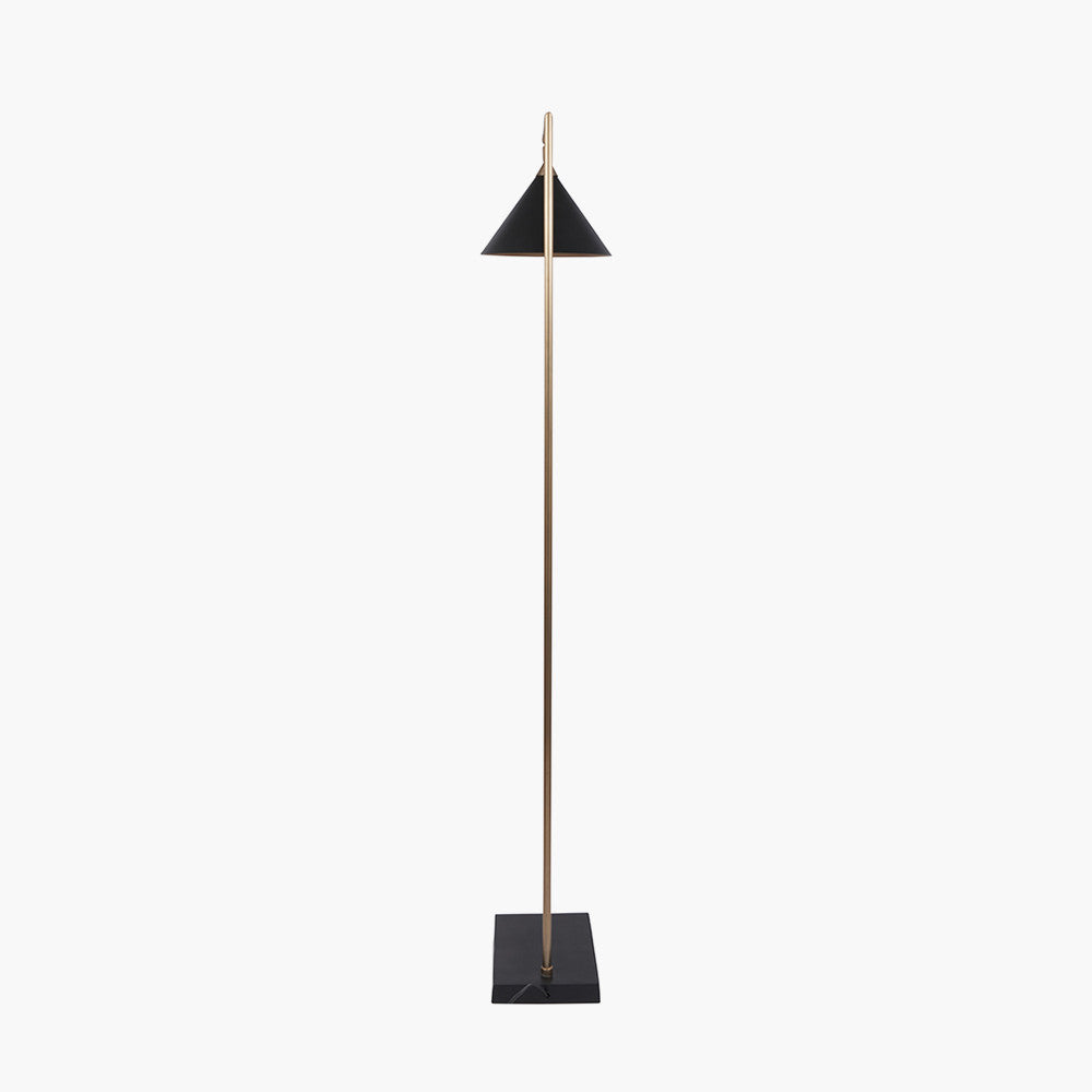 Zeta Matt Black and Antique Brass Floor Lamp