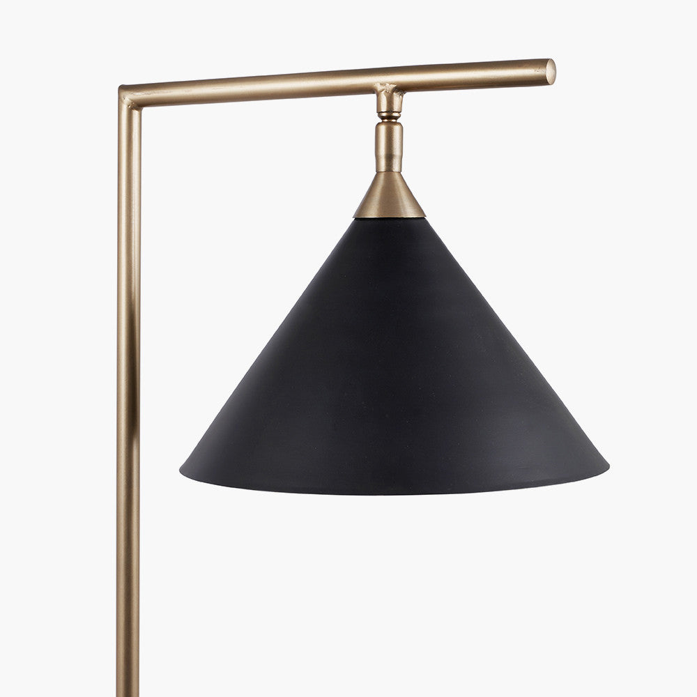 Zeta Matt Black and Antique Brass Floor Lamp