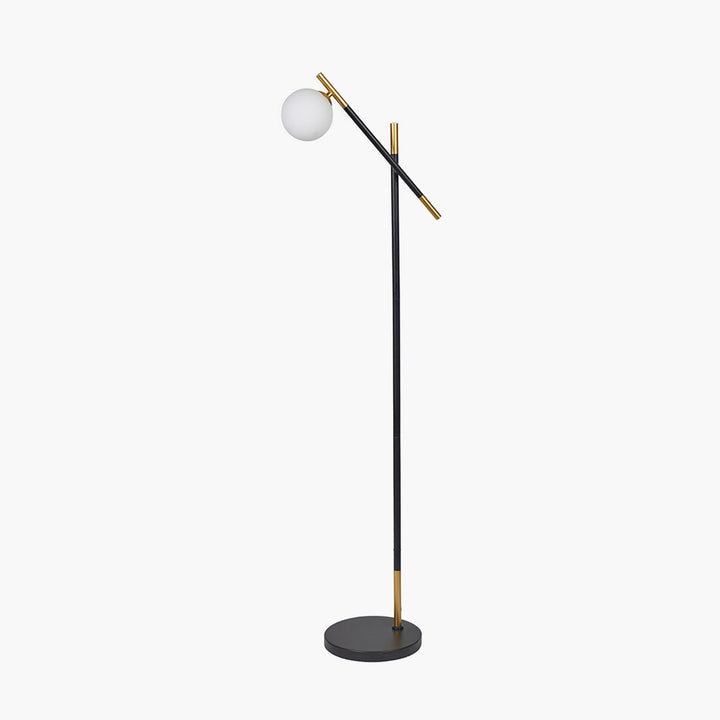 Wanda White Orb and Black Metal Floor Lamp