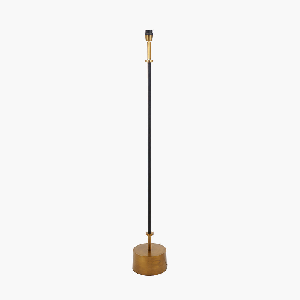 Antoine Black Croc and Antique Brass Metal Floor Lamp Base