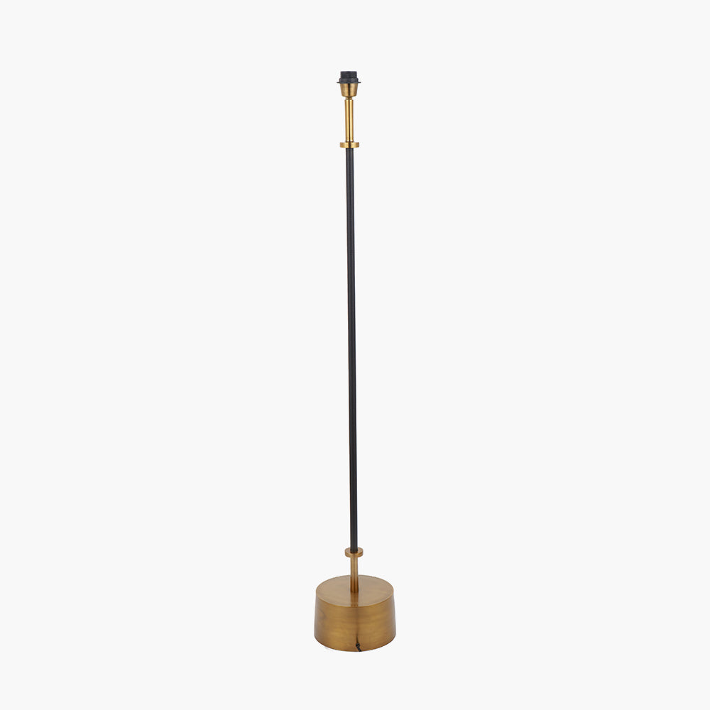 Antoine Black Croc and Antique Brass Metal Floor Lamp Base