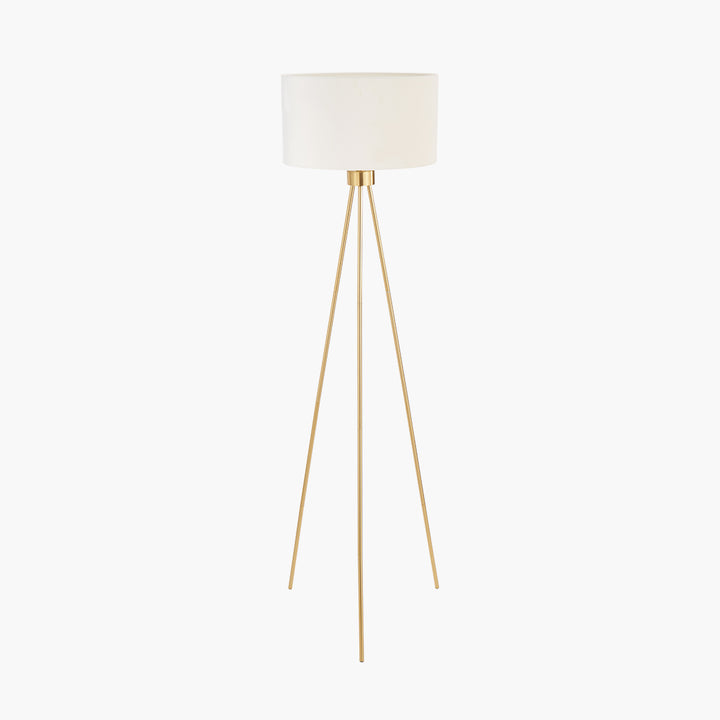 Houston Brushed Brass Metal Tripod Floor Lamp