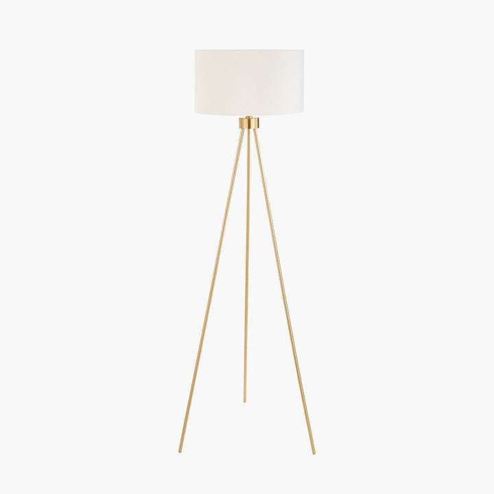 Houston Brushed Brass Metal Tripod Floor Lamp