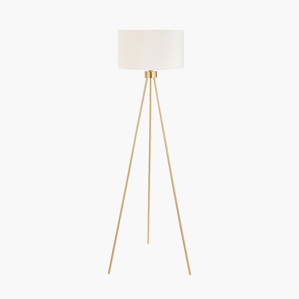 Houston Brushed Brass Metal Tripod Floor Lamp