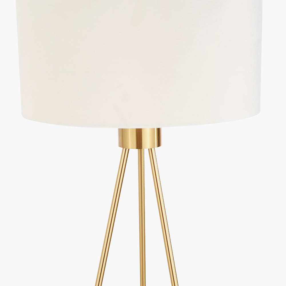 Houston Brushed Brass Metal Tripod Floor Lamp