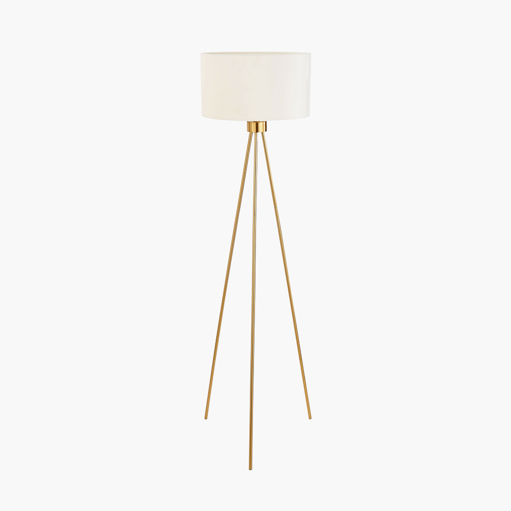 Houston Brushed Brass Metal Tripod Floor Lamp