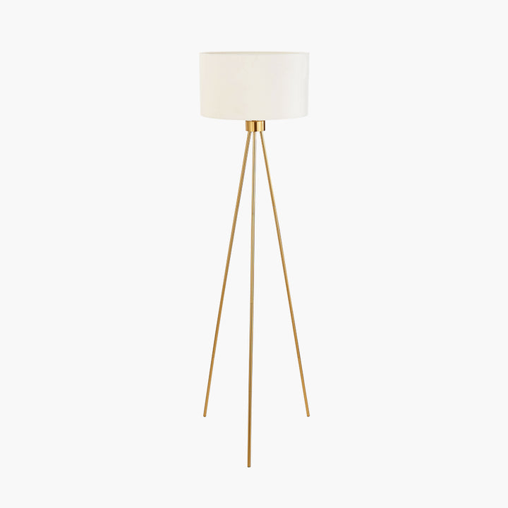 Houston Brushed Brass Metal Tripod Floor Lamp