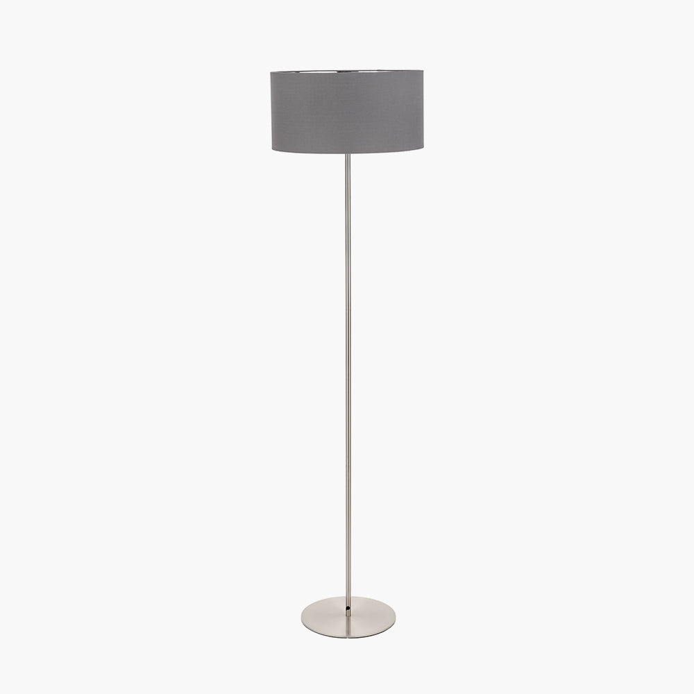 Elin Brushed Silver and Steel Grey Floor Lamp