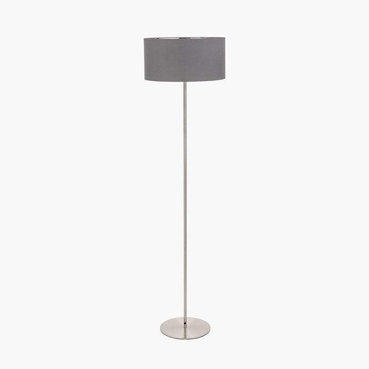 Elin Brushed Silver and Steel Grey Floor Lamp