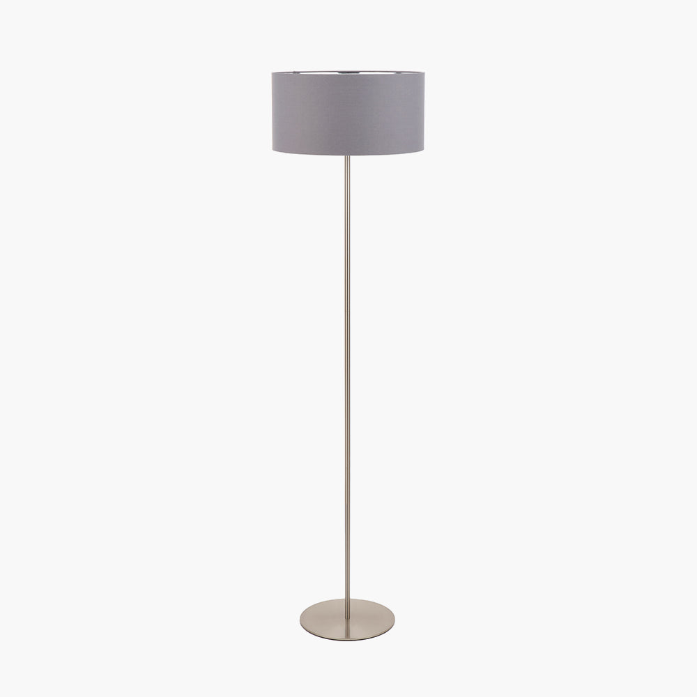 Elin Brushed Silver and Steel Grey Floor Lamp