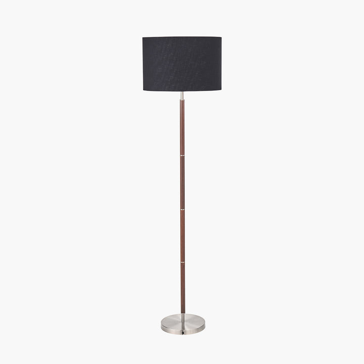 Gianni Brushed Silver and Wood Effect Floor Lamp