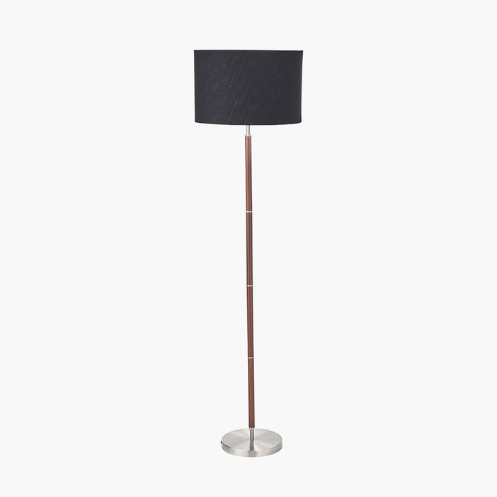 Gianni Brushed Silver and Wood Effect Floor Lamp