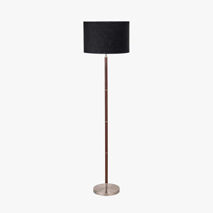 Gianni Brushed Silver and Wood Effect Floor Lamp