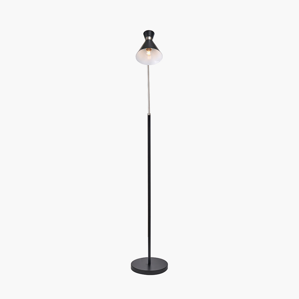 Benedict Black and Brushed Silver Metal Floor Lamp