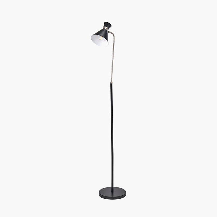 Benedict Black and Brushed Silver Metal Floor Lamp