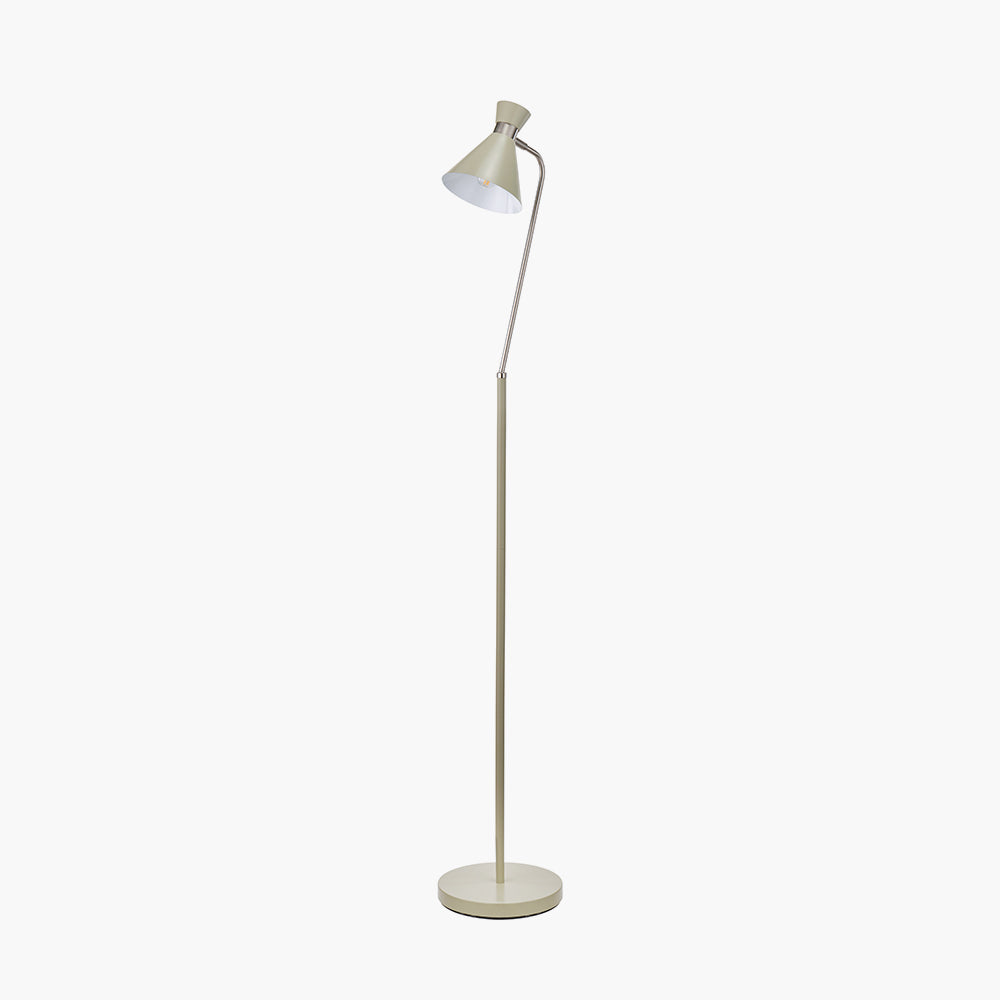 Benedict Sage and Brushed Silver Metal Floor Lamp