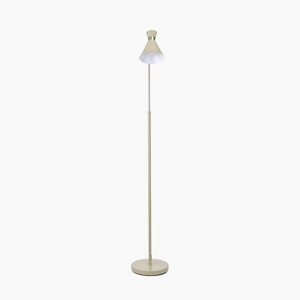 Benedict Sage and Brushed Silver Metal Floor Lamp