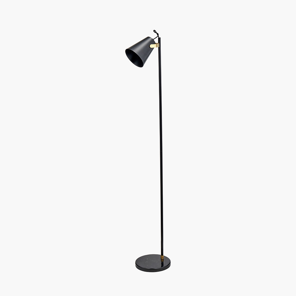 Theia Black and Brushed Brass Task Floor Lamp