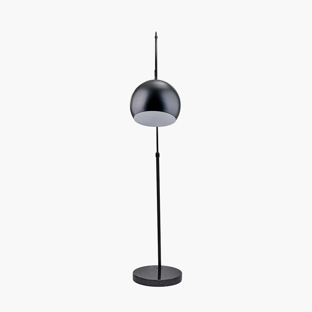 Feliciani Matt Black Metal and Black Marble Floor Lamp