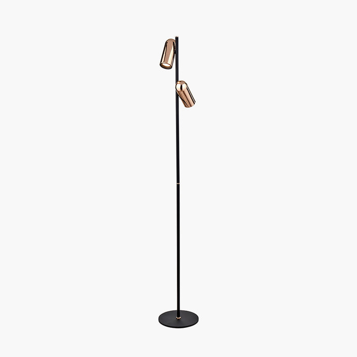 Xena Black and Rose Gold Metal LED Floor Lamp