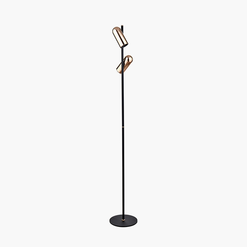 Xena Black and Rose Gold Metal LED Floor Lamp