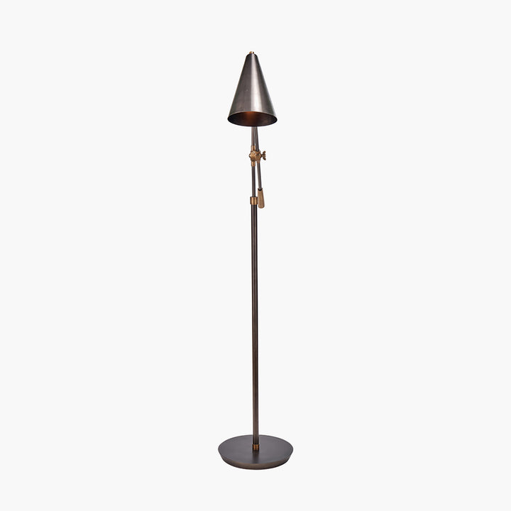 Emiliano Antique Bronze and Antique Brass Adjustable Task Floor Lamp