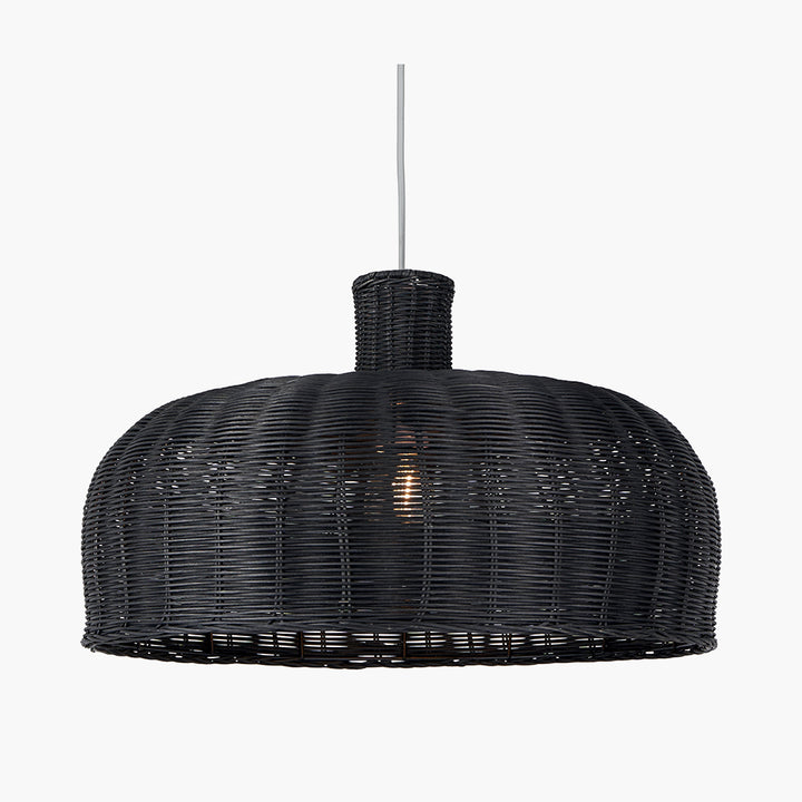 Caswell Black Rattan Dome Pendant