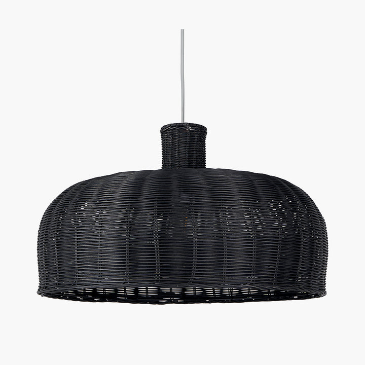 Caswell Black Rattan Dome Pendant