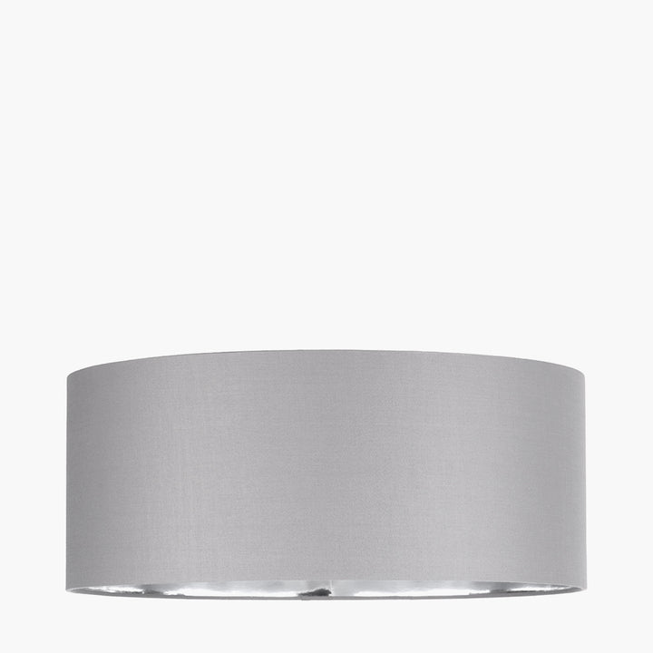 Elin 55cm Steel Grey Poly Cotton and Silver Lining Cylinder Shade