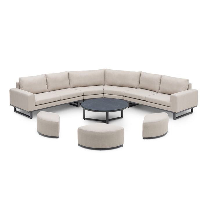 Maze -  Outdoor Fabric Ethos Grande Corner Sofa Set with Round Coffee Table & 3 Footstools