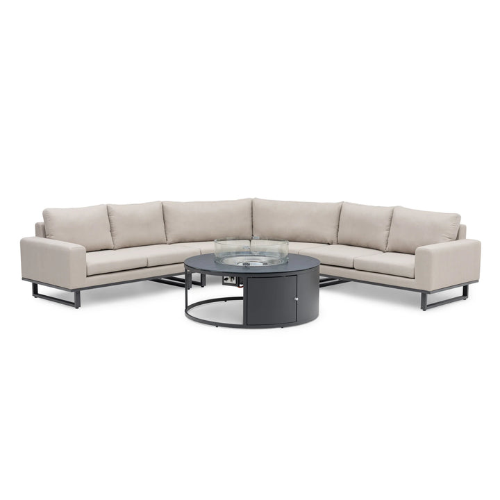 Maze -  Outdoor Fabric Ethos Grande Corner Sofa Set with Round Fire Pit Table