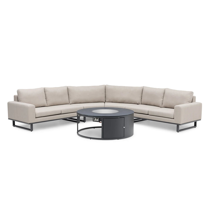 Maze -  Outdoor Fabric Ethos Grande Corner Sofa Set with Round Fire Pit Table