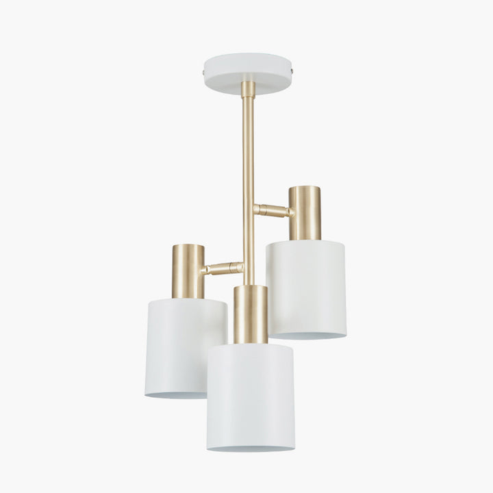 Biba White and Brass 3 Light Electrified Pendant