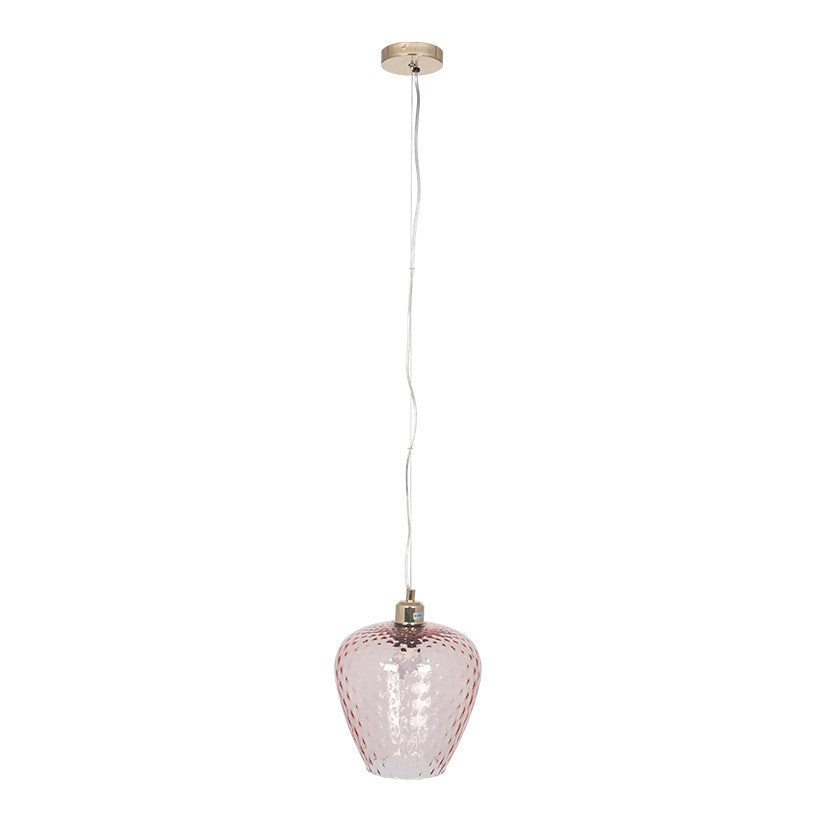 Almada Textured Rose Coloured Glass Electrified Pendant