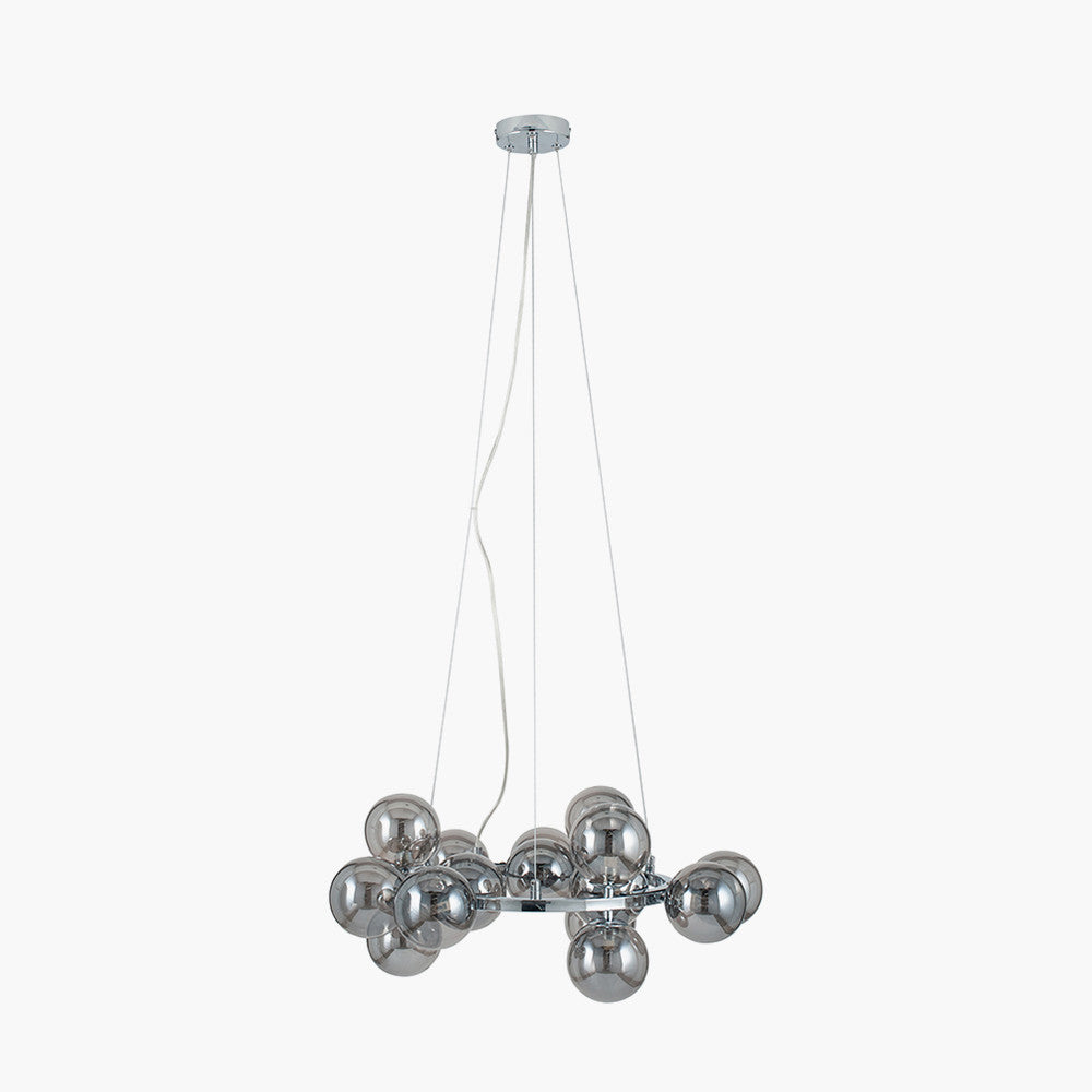 Vecchio Smoke Glass Ball and Chrome Metal Pendant