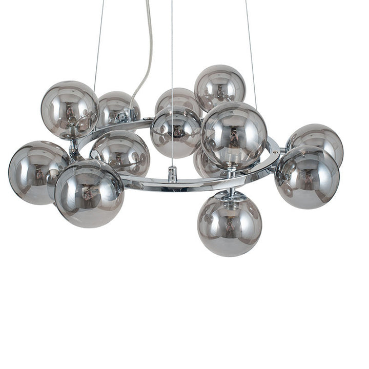 Vecchio Smoke Glass Ball and Chrome Metal Pendant