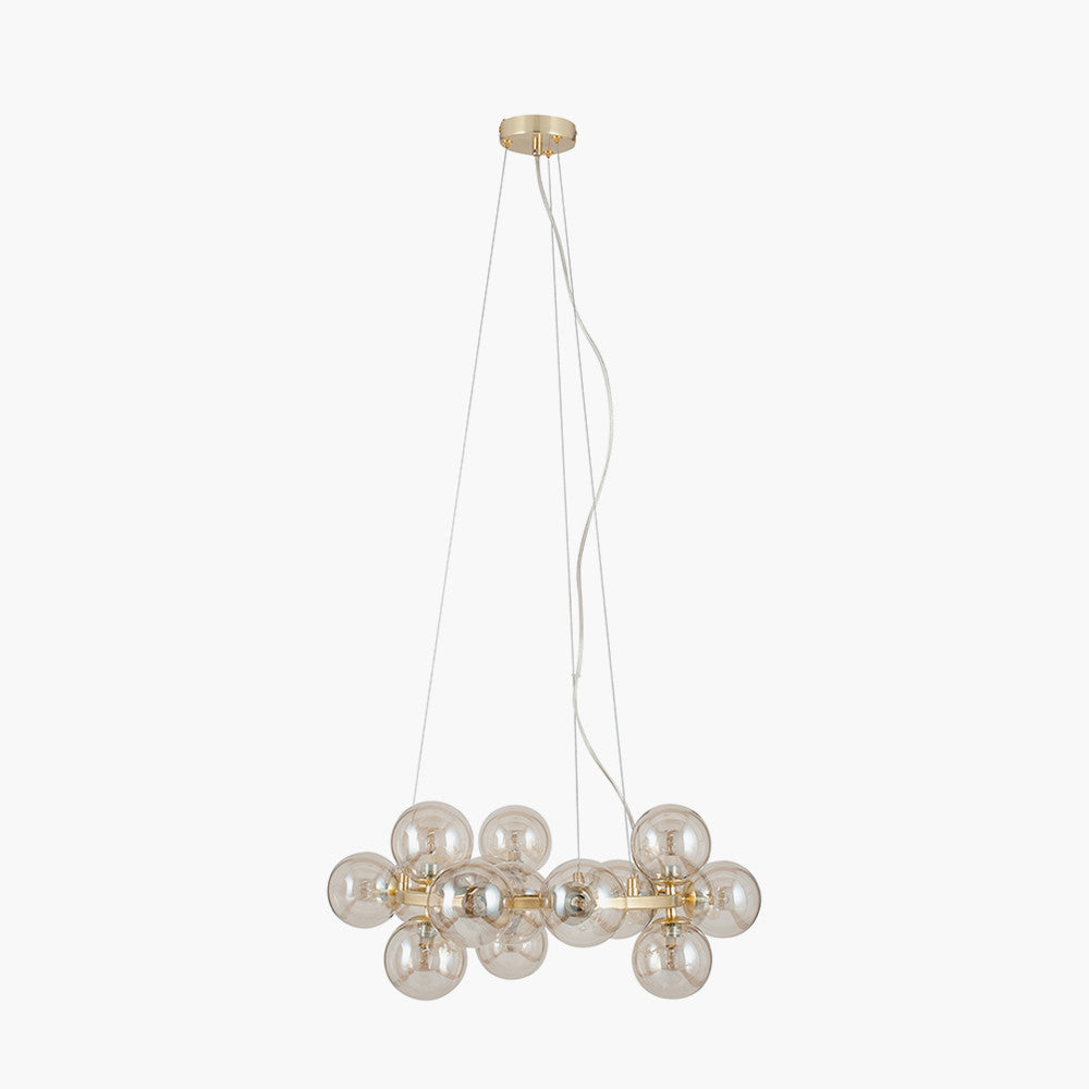 Vecchio Lustre Glass Ball and Gold Metal Pendant